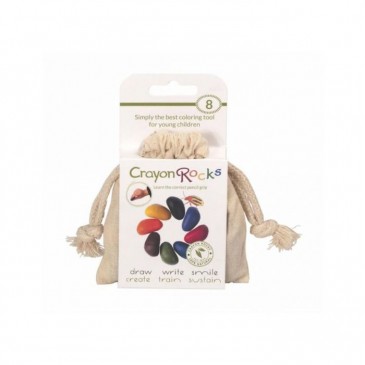Κηρομπογιές από Σόγια 8 χρώματα σε Λευκό πουγκί Crayon Rocks CRCMU08