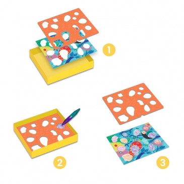 Ζωγραφίζω με στένσιλ και κηρομπογιές Πουλιά Djeco 08993