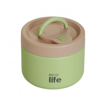 Στρογγυλό Θερμός Φαγητού 650ml Πράσινο Ecolife 33-BO-9095