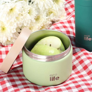 Στρογγυλό Θερμός Φαγητού 650ml Πράσινο Ecolife 33-BO-9095