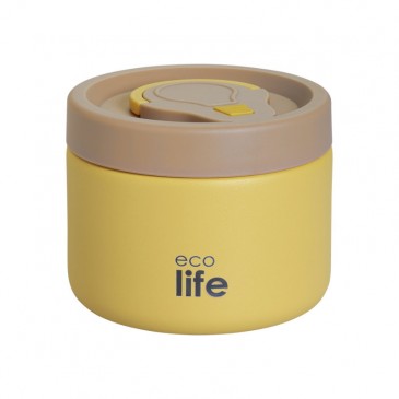 Στρογγυλό Θερμός Φαγητού 650ml Κίτρινο Ecolife 33-BO-9094