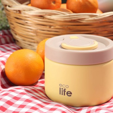 Στρογγυλό Θερμός Φαγητού 650ml Κίτρινο Ecolife 33-BO-9094