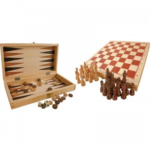 Ξύλινο Σκάκι-Ντάμα-Τάβλι Legler 3453