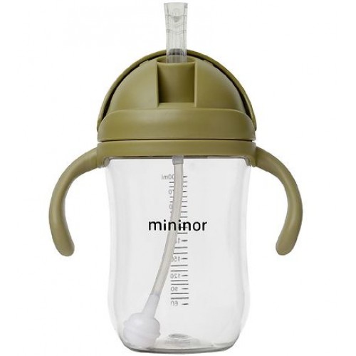 Εκπαιδευτικό Ποτηράκι με Καλαμάκι 330ml Moss Green Mininor 14254