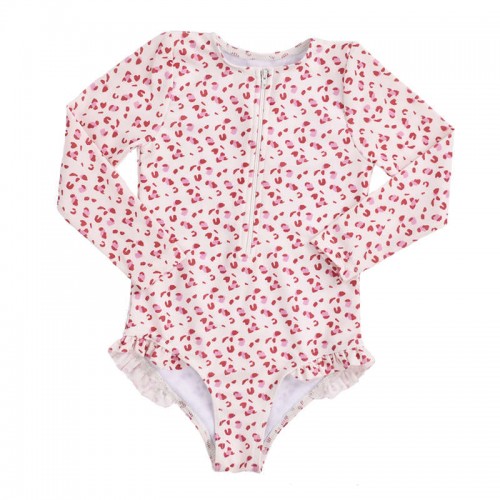 Ολόσωμο Μακρυμάνικο Μαγιό Old pink Leopard 2-4 ετών Swim Essentials 2020SE510
