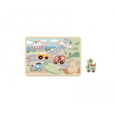 Ξύλινο Παζλ με Ήχο Οχήματα Tooky Toy TTL064N