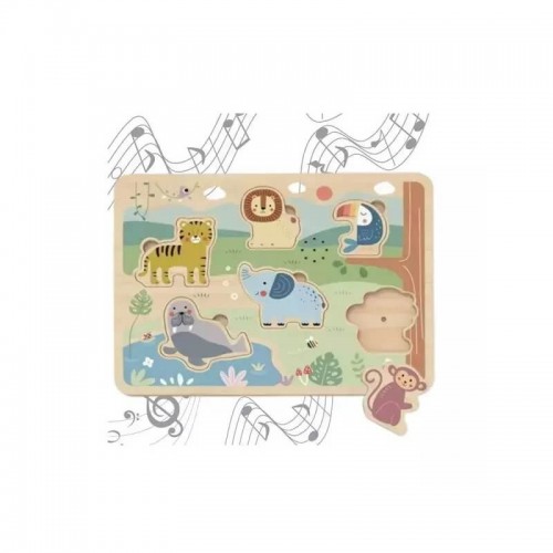 Ξύλινο Παζλ με Ήχο Ζωάκια Tooky Toy TTL065N