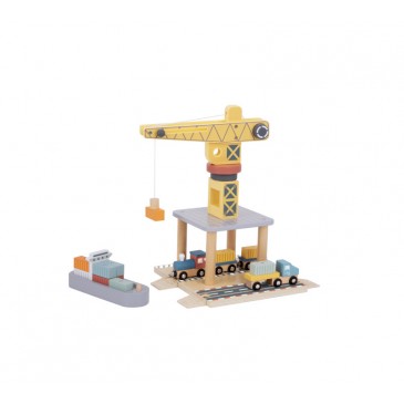 Ξύλινο Σετ Γερανός Λιμανιού Tooky Toy TTJ192A